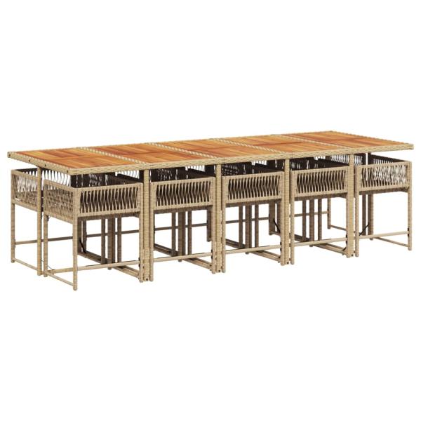 11-tlg. Garten-Essgruppe mit Kissen Beige Poly Rattan