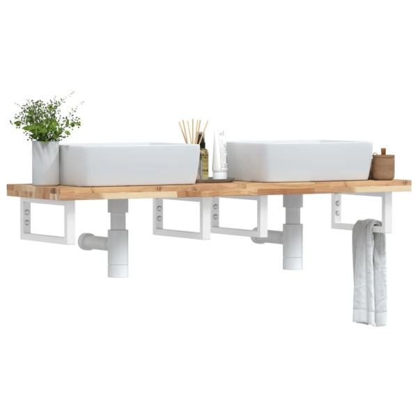 ARDEBO.de - Waschbeckenregal Wandmontage Stahl und Akazienholz