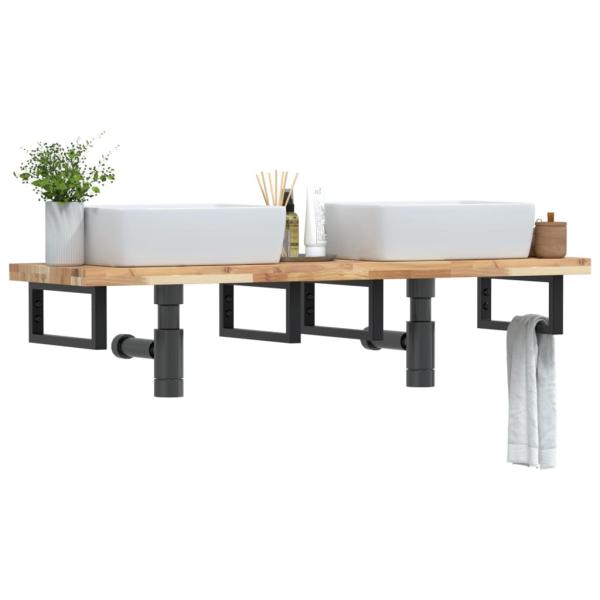 ARDEBO.de - Waschbeckenregal Wandmontage Stahl und Akazienholz