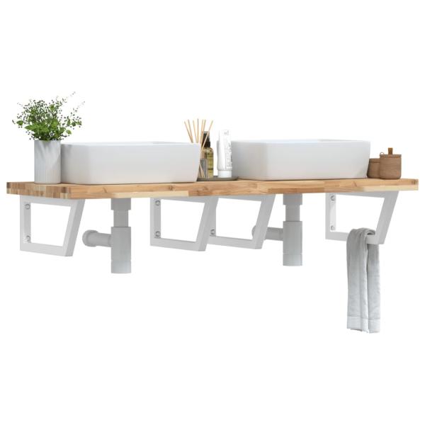 ARDEBO.de - Waschbeckenregal Wandmontage Stahl und Akazienholz