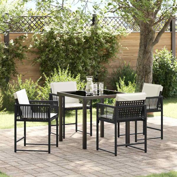 ARDEBO.de - Garten Essgruppe 5 pcs Schwarz Poly-Rattan