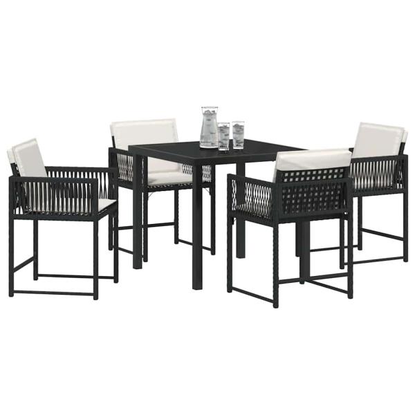 Garten Essgruppe 5 pcs Schwarz Poly-Rattan