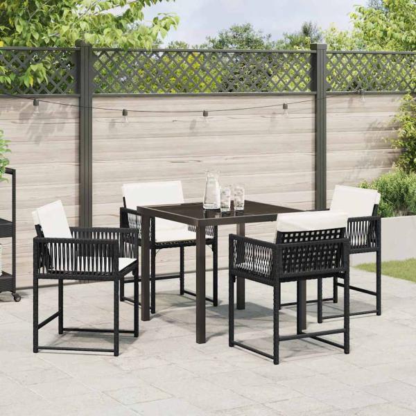 Garten Essgruppe 5 pcs Schwarz Poly-Rattan