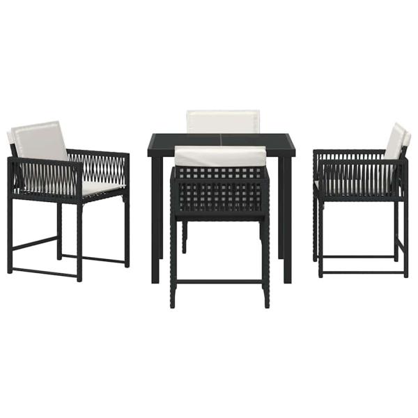 Garten Essgruppe 5 pcs Schwarz Poly-Rattan