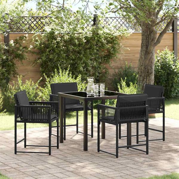 ARDEBO.de - Garten Essgruppe 5 pcs Schwarz Poly-Rattan