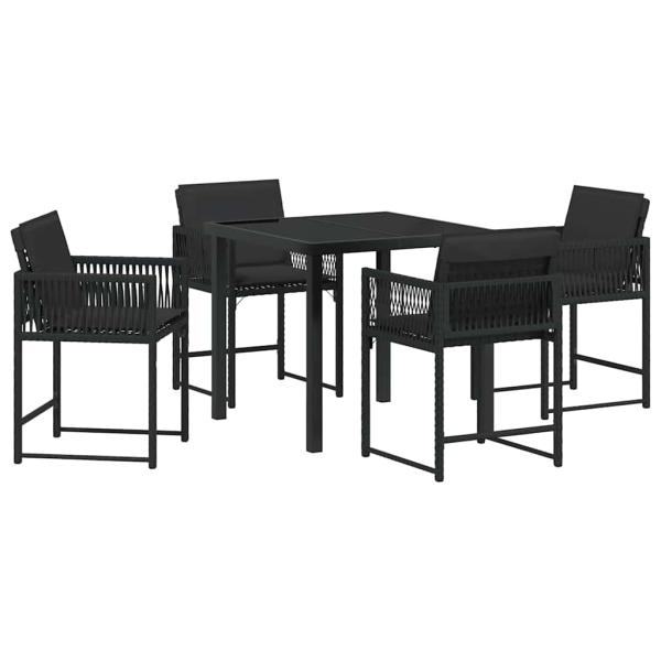 Garten Essgruppe 5 pcs Schwarz Poly-Rattan