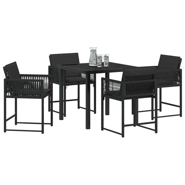 Garten Essgruppe 5 pcs Schwarz Poly-Rattan
