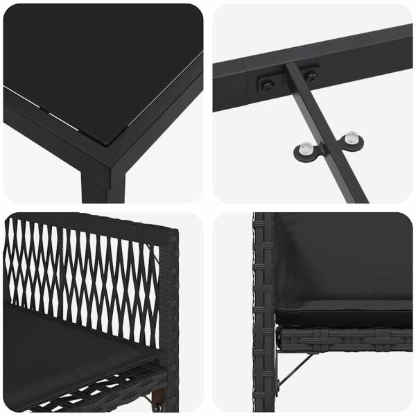 Garten Essgruppe 5 pcs Schwarz Poly-Rattan