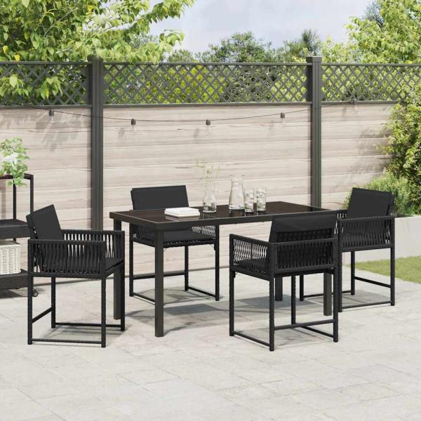 Garten Essgruppe 5 pcs Schwarz Poly-Rattan
