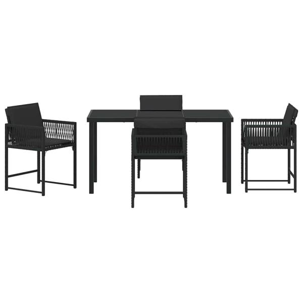 Garten Essgruppe 5 pcs Schwarz Poly-Rattan