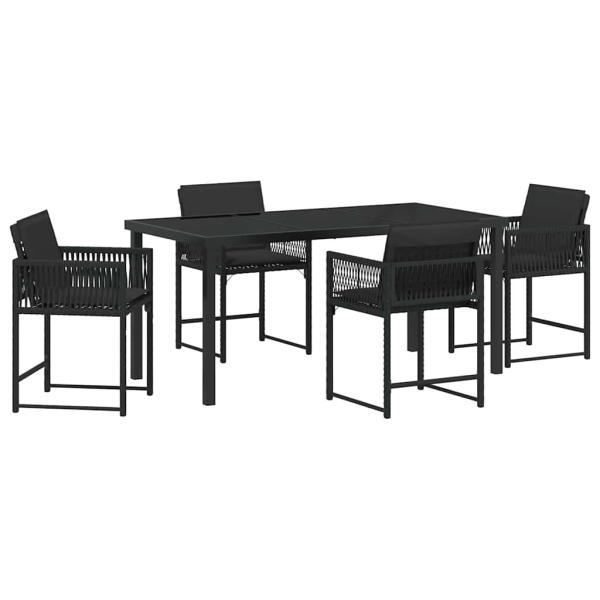 Garten Essgruppe 5 pcs Schwarz Poly-Rattan