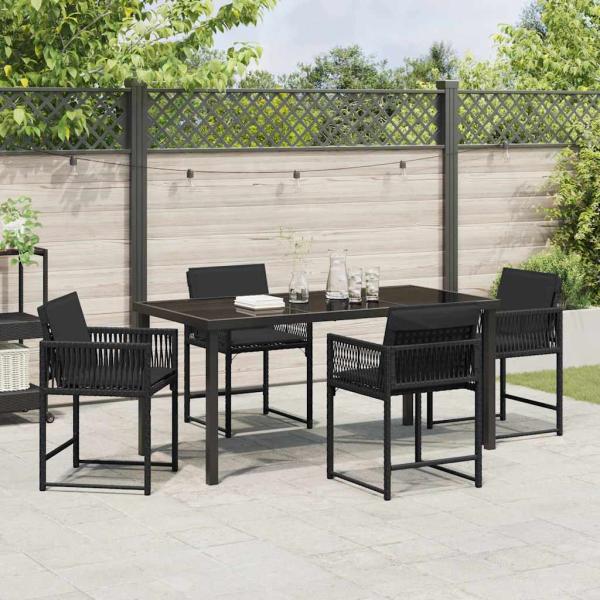 Garten Essgruppe 5 pcs Schwarz Poly-Rattan