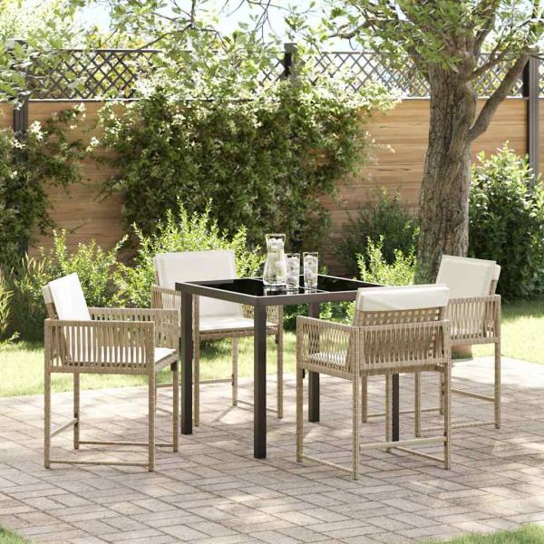 ARDEBO.de - Garten Essgruppe 5 pcs Beige Poly-Rattan