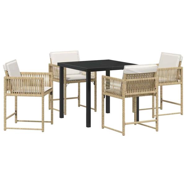 Garten Essgruppe 5 pcs Beige Poly-Rattan