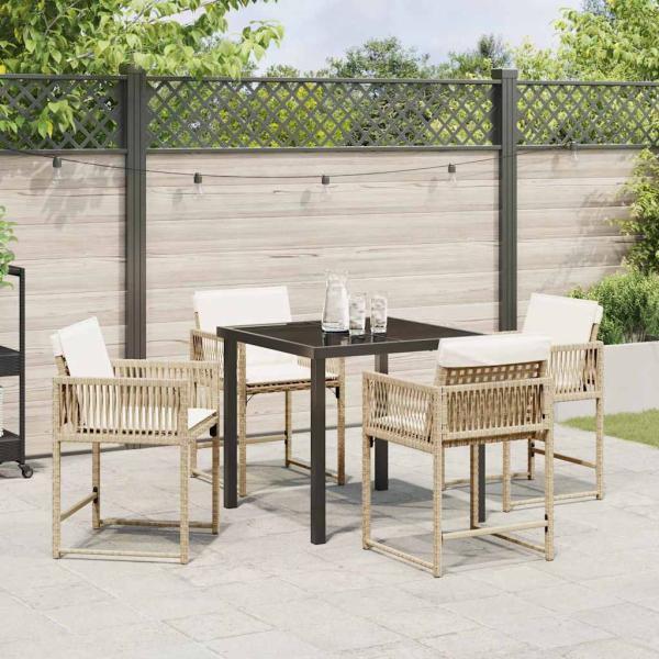 Garten Essgruppe 5 pcs Beige Poly-Rattan