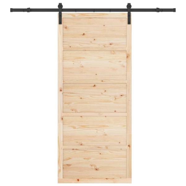 Schiebetür Braun 90 x 208 cm Massivholz Kiefer
