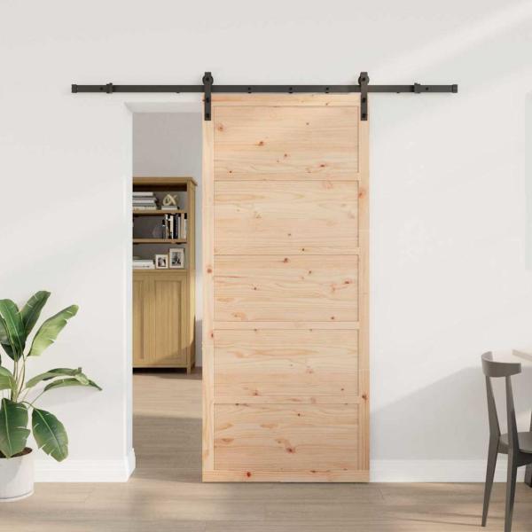 ARDEBO.de - Schiebetür Braun 80 x 208 cm Massivholz Kiefer