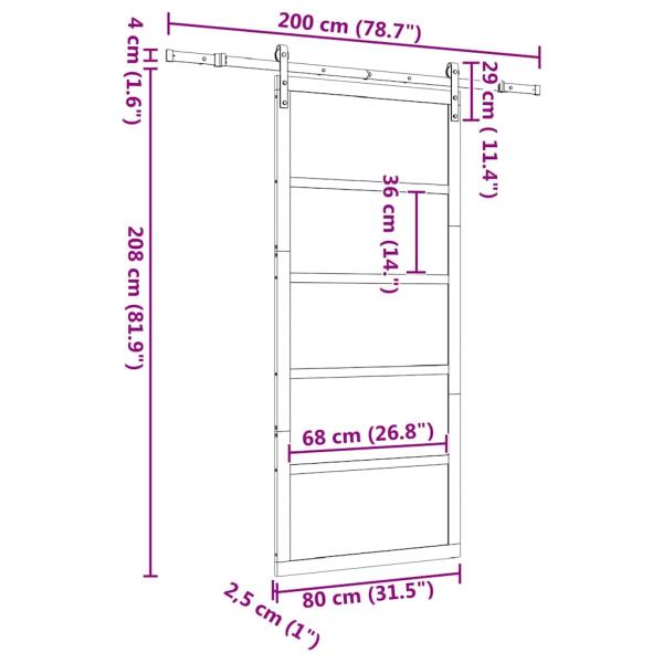 Schiebetür Braun 80 x 208 cm Massivholz Kiefer