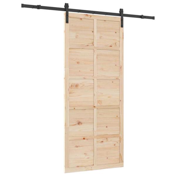 Schiebetür Braun 90 x 208 cm Massivholz Kiefer