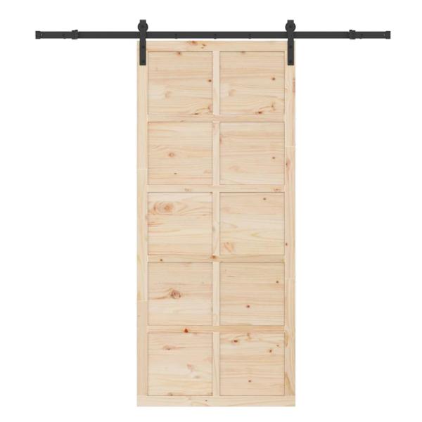 Schiebetür Braun 90 x 208 cm Massivholz Kiefer