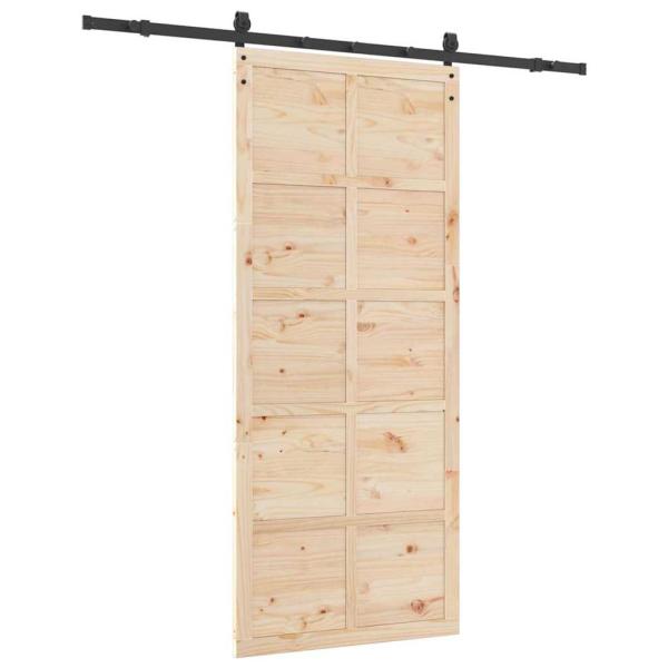 Schiebetür Braun 90 x 208 cm Massivholz Kiefer