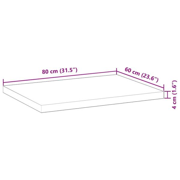Tischplatte Rechteckig 80x60x4 cm Massivholz Akazie