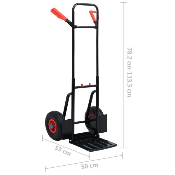 Teleskop-Sackkarre 200 kg Schwarz und Rot