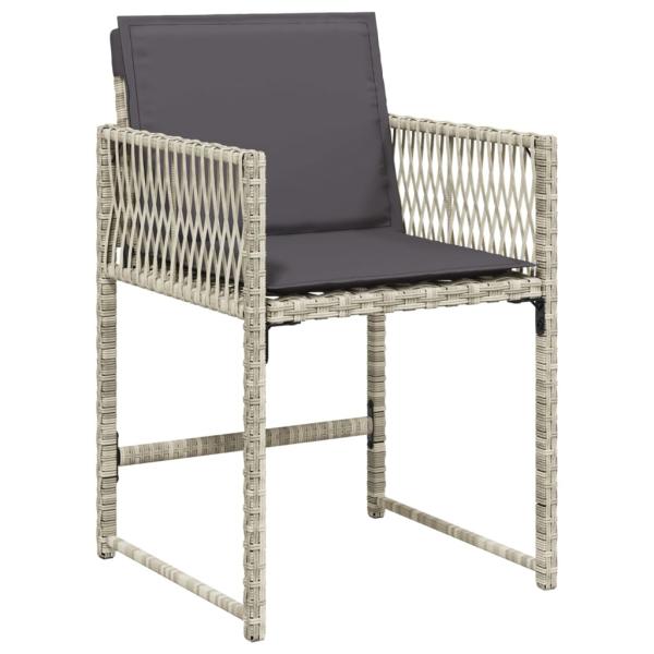 15-tlg. Garten-Essgruppe mit Kissen Hellgrau Poly Rattan