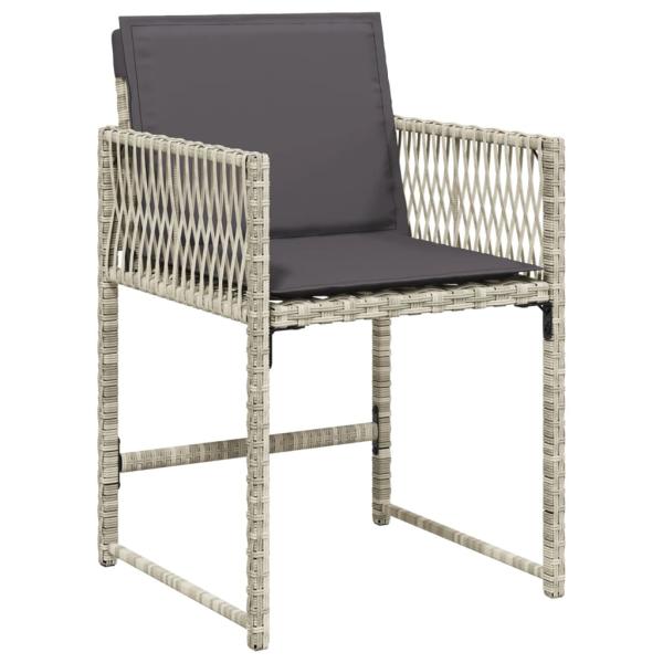 17-tlg. Garten-Essgruppe mit Kissen Hellgrau Poly Rattan
