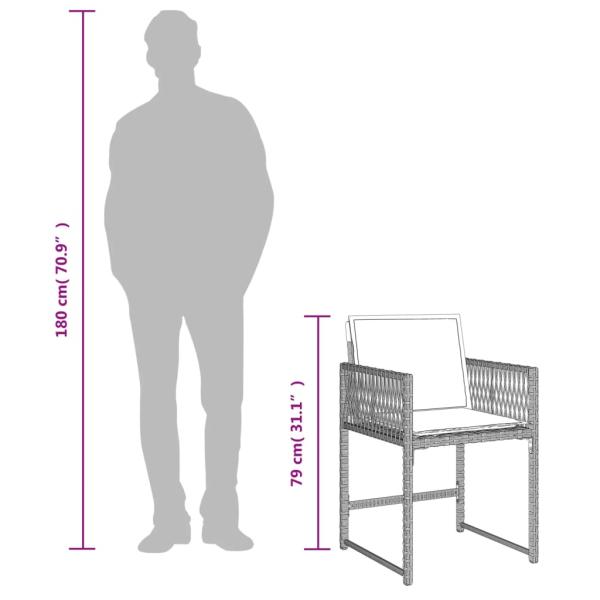 9-tlg. Garten-Essgruppe mit Kissen Hellgrau Poly Rattan