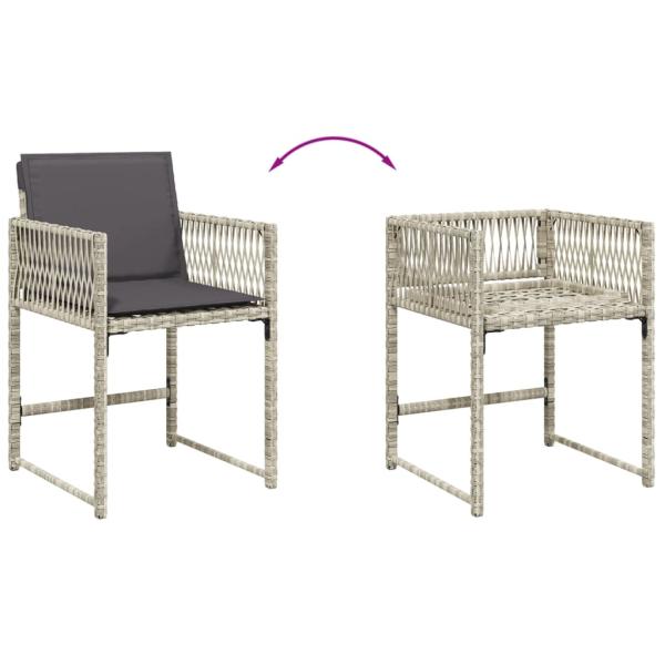 11-tlg. Garten-Essgruppe mit Kissen Hellgrau Poly Rattan