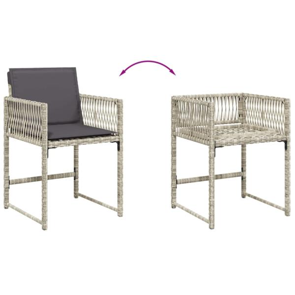 11-tlg. Garten-Essgruppe mit Kissen Hellgrau Poly Rattan