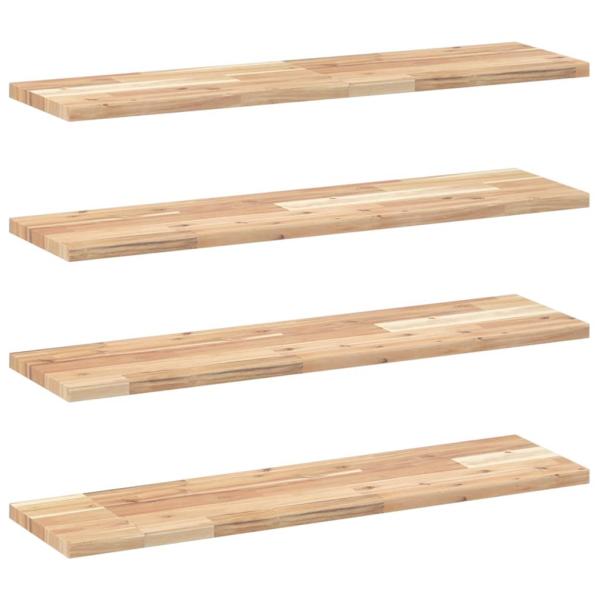 Schweberegale 4 Stk. 80x20x2 cm Massivholz Akazie Unbehandelt