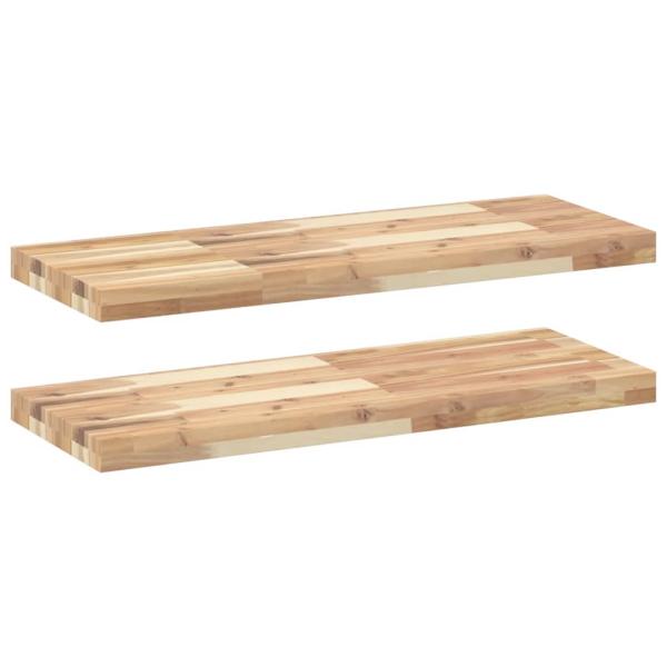 ARDEBO.de - Schweberegale 2 Stk. 80x30x4 cm Massivholz Akazie Unbehandelt