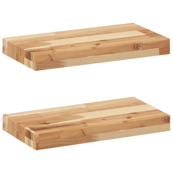 ARDEBO.de - Schweberegale 2 Stk. 60x20x4 cm Massivholz Akazie Ölbehandelt