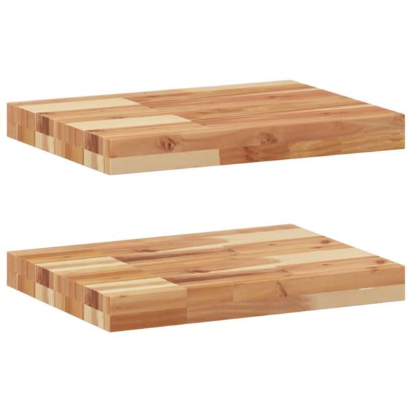 ARDEBO.de - Schweberegale 2 Stk. 60x30x4 cm Massivholz Akazie Ölbehandelt