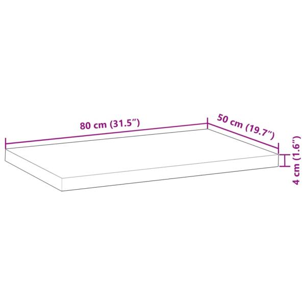 Waschtischplatte Unbehandelt 80x50x4 cm Massivholz Akazie