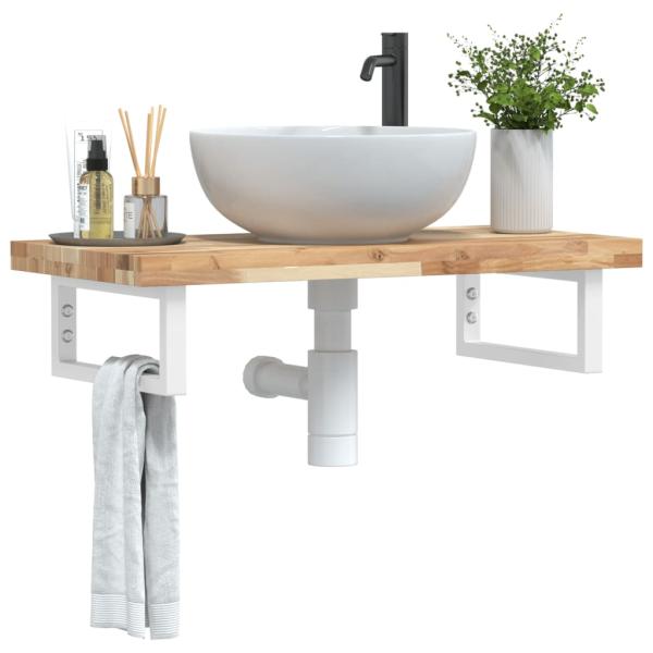 ARDEBO.de - Waschbeckenregal Wandmontage Stahl und Akazienholz