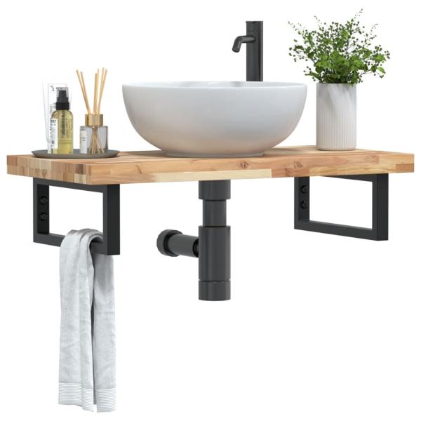 ARDEBO.de - Waschbeckenregal Wandmontage Stahl und Akazienholz