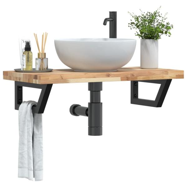 ARDEBO.de - Waschbeckenregal Wandmontage Stahl und Akazienholz