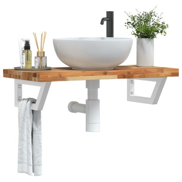 ARDEBO.de - Waschbeckenregal Wandmontage Stahl und Akazienholz