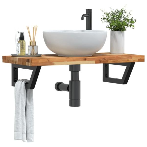 ARDEBO.de - Waschbeckenregal Wandmontage Stahl und Akazienholz
