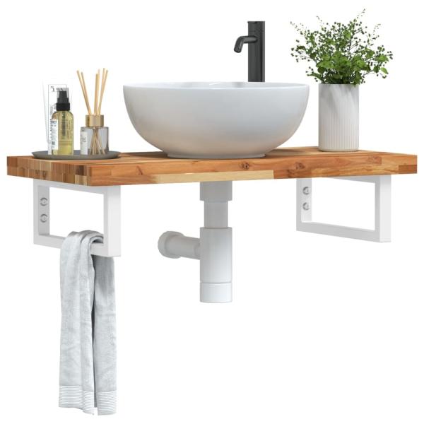 ARDEBO.de - Waschbeckenregal Wandmontage Stahl und Akazienholz