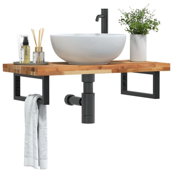ARDEBO.de - Waschbeckenregal Wandmontage Stahl und Akazienholz