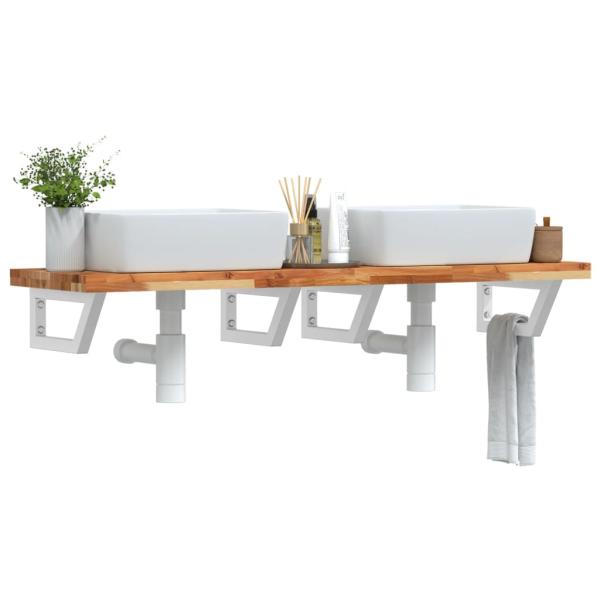 ARDEBO.de - Waschbeckenregal Wandmontage Stahl und Akazienholz