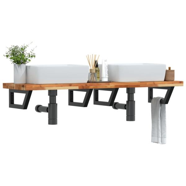 ARDEBO.de - Waschbeckenregal Wandmontage Stahl und Akazienholz