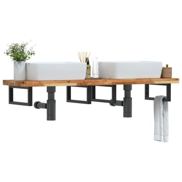 ARDEBO.de - Waschbeckenregal Wandmontage Stahl und Akazienholz