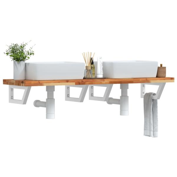 ARDEBO.de - Waschbeckenregal Wandmontage Stahl und Akazienholz