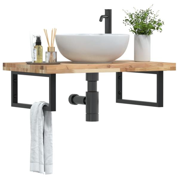 ARDEBO.de - Waschbeckenregal Wandmontage Stahl und Akazienholz
