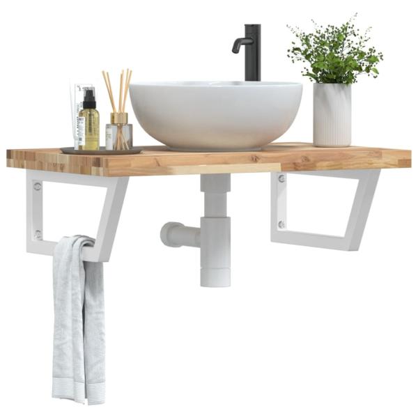 ARDEBO.de - Waschbeckenregal Wandmontage Stahl und Akazienholz